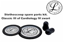 Littmann Stethoscoop spare parts kit, Classic III, Cardiology IV of Core zwart